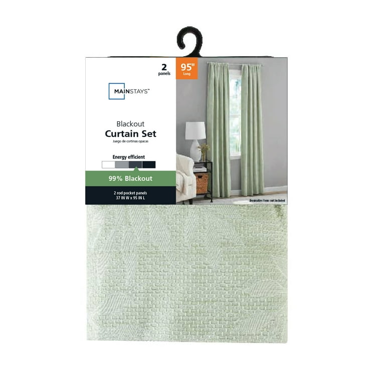Mainstays Blackout Curtain Printed Jacquard Panel Pair, Set of 2