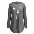 thumbnail image 4 of Camiseta de manga larga suelta con cuello redondo y estampado informal para mujer de Halloween, blusa, camisas Pompotops  FGAJ4982, 4 of 4