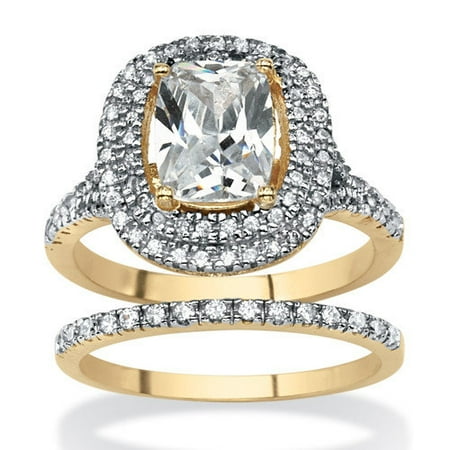 Palm Beach Jewelry 2 Piece 18k Gold-Plated Cubic Zirconia Ring Set