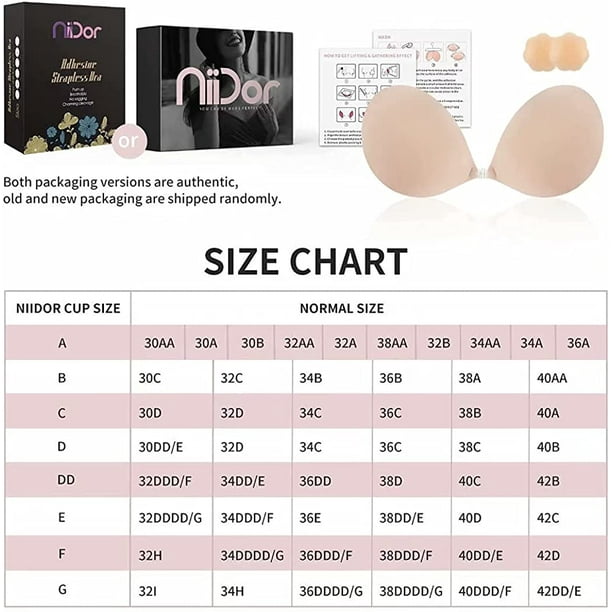 Niidor Adhesive Bra Sticky Push up Bra Silicone Bra for Backless Strapless  Dress with Nipple Petals (E Cup) Crème : : Clothing, Shoes &  Accessories