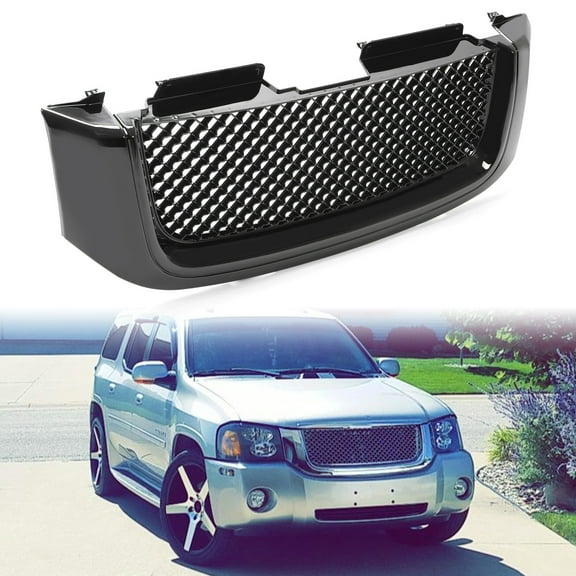 Kojem Front Upper Bumper Insert Mesh Hood Grill Grille Black for 2002 2003 2004 2005 2006 2007 2008 2009 GMC Envoy XL XUV