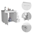 thumbnail image 4 of Depot E-Shop Rushville Utility Sink Cabinet With Double Doors, Stainless Steel Countertop, And 3 Drawers, White, 4 of 5