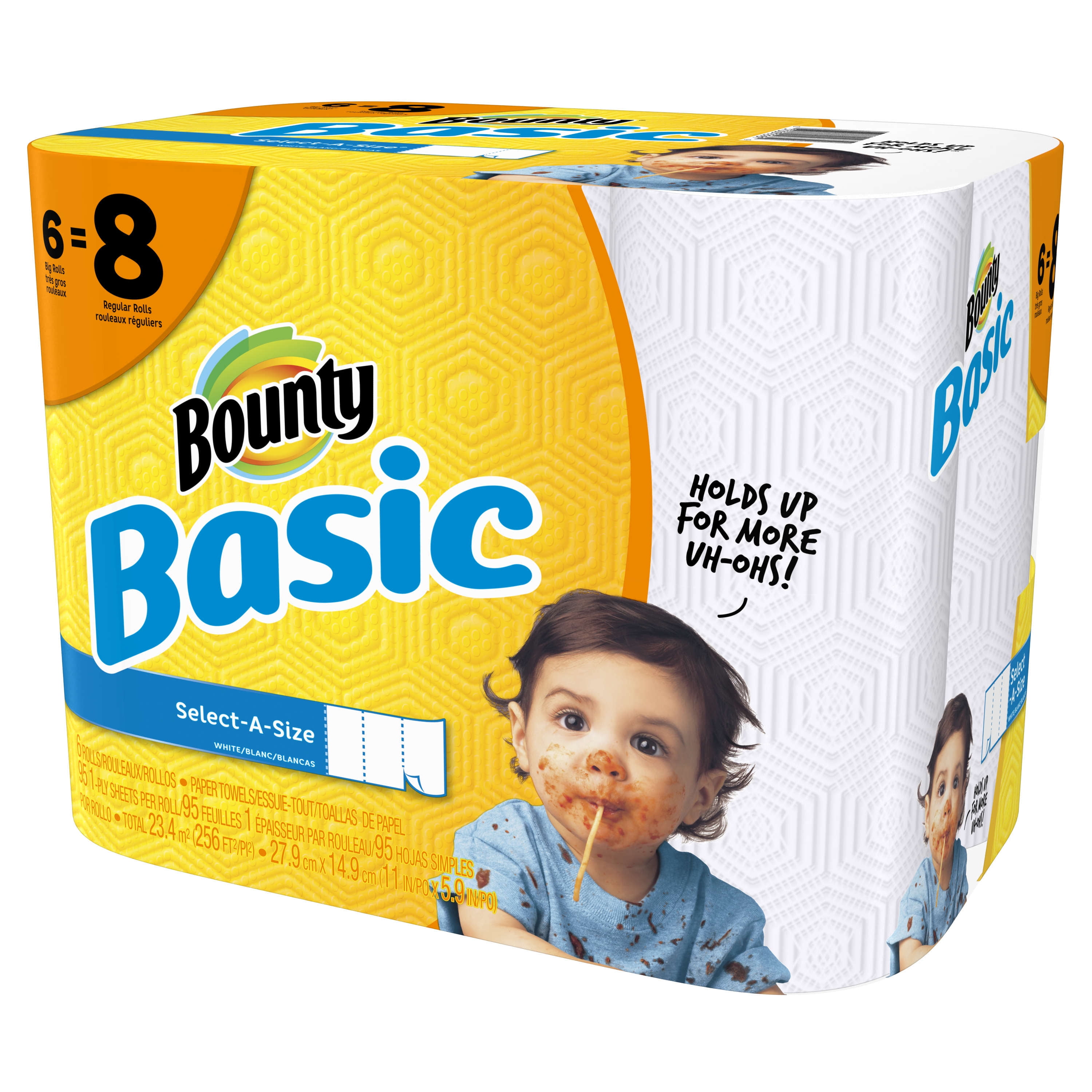 Bounty Select-A-Size Paper Towels, White, Big Rolls, 6 Count of 74 Sheets  Per Roll, 6 Count (Pack of 1)