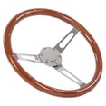 thumbnail image 3 of 380mm 15in Classic Steering Wheel Assembly Walnut Grip 3 Spoke Riveted 6 Hole Universal Modification Brown, 3 of 14