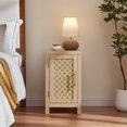 thumbnail image 6 of Leyaoyao Rattan Nightstand with Charging Station, Narrow Bedside Table with Woven Cane Door, Boho End Table for Living Room, Bedroom, Natural, 6 of 7