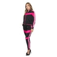 thumbnail image 6 of Victorious Women's Colorblock Reflective Stripe Band 2 Piece Tracksuit Set - Sweatshirt Jacket and Sweat Pants VL213 - Neon Pink - Small, 6 of 6