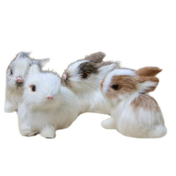 WINDLAND 1/4Pcs Simulation Realistic Rabbit Lifelike Mini Plush Bunny for Doll Animal Mod