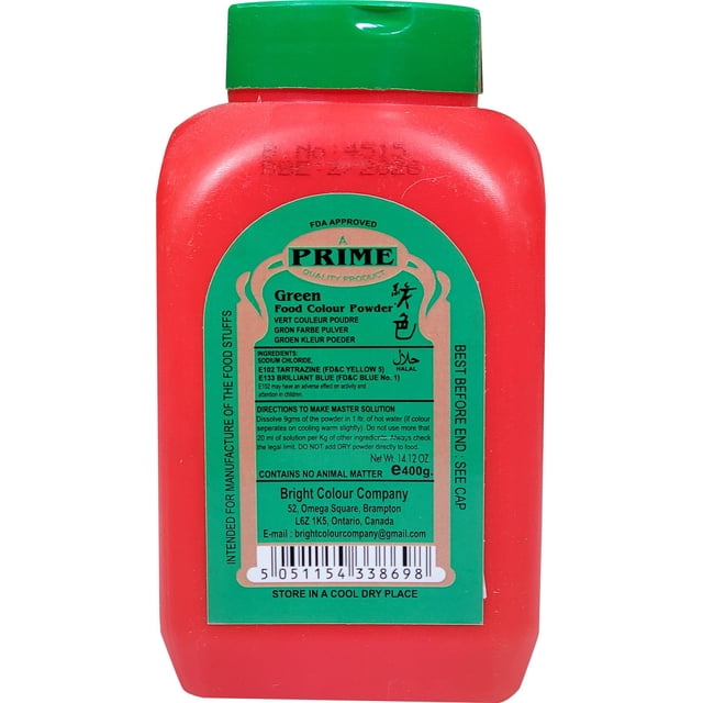 Prime-Food Color-Green - Paquet Simple - 400 g - Vert Vif, Qualité Alimentaire, Usage Polyvalent (1 Ct)