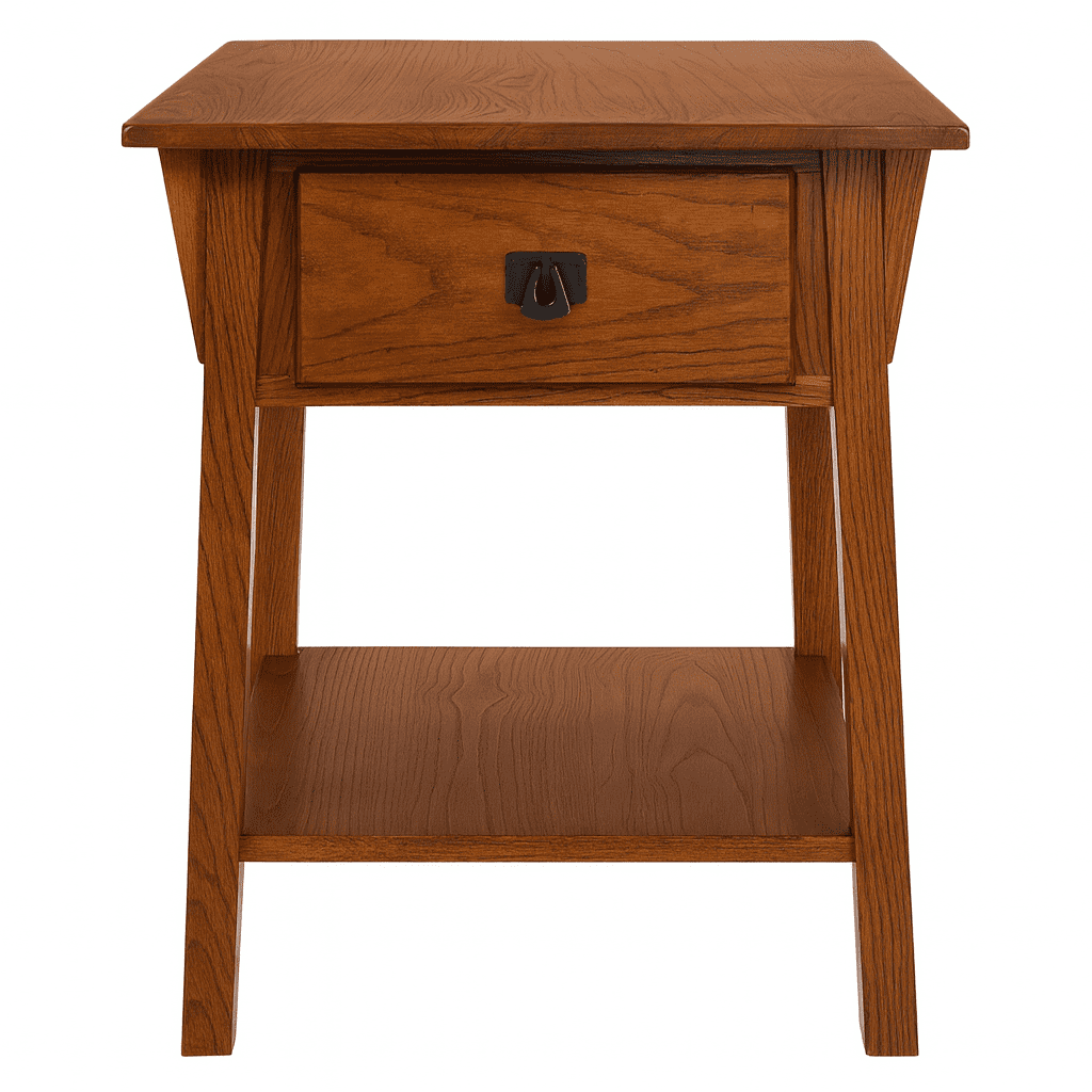 Leick Home Solid Wood Mission End Table with Locking Secret Compartment, Russet Finish