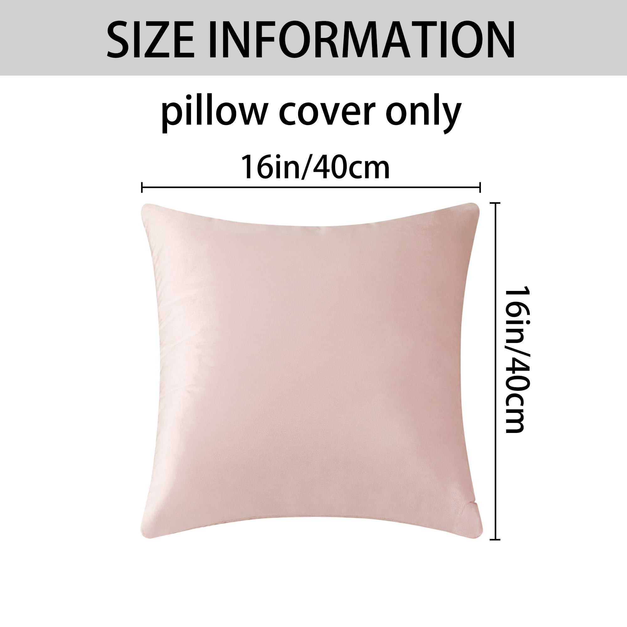 Unique Bargains Velvet Modern Zipper Cushion Decorative Throw Pillow Covers (2 Count) Pink 16" x 16"