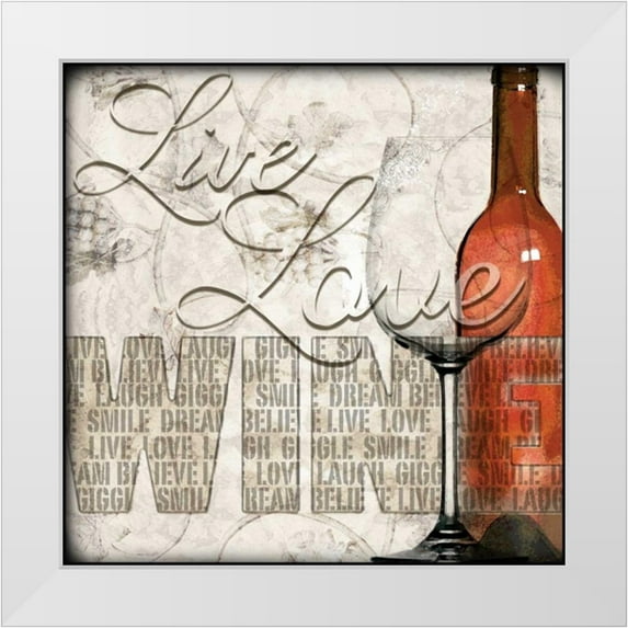 Wolk, Lisa 15x15 White Modern Wood Framed Museum Art Print Titled - Live Love Wine