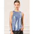thumbnail image 2 of INSPIRE CHIC Camiseta Sin Mangas Con Chaleco Brillante Metálico Brillante Sin Mangas Para Fiesta Y Club Para Mujer Azul L, 2 of 6