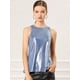 thumbnail image 2 of INSPIRE CHIC Camiseta Sin Mangas Con Chaleco Brillante Metálico Brillante Sin Mangas Para Fiesta Y Club Para Mujer Azul S, 2 of 6