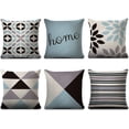 thumbnail image 1 of 6 Pack Decorative Linen Cushion Covers 40x40cm Geometric Pattern Cushion Covers, 1 of 5