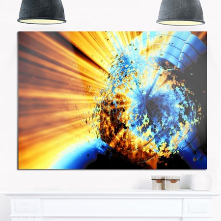 Burst Design - DESIGN ART Fractal 3D Blue Brown Burst - Abstract Art Glossy Metal Wall Art