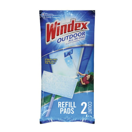 Windex Outdoor All-in-One Glass Cleaning Tool Refill Pads, 2