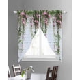 thumbnail image 3 of Pink Spring Floral Swag Valances for Windows, Green Summer Botanical Flowers Rod Pocket Sheer Valances for Large Windows, Swag Toppers Light Filtering for Kitchen Living Room 2 Panels 36''x63'', 3 of 6