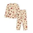 thumbnail image 2 of Junzan Red Wine Print Womens Pajama Sets,Long Sleeve Button Down For Women Pjs 2 Piece, 2 of 9
