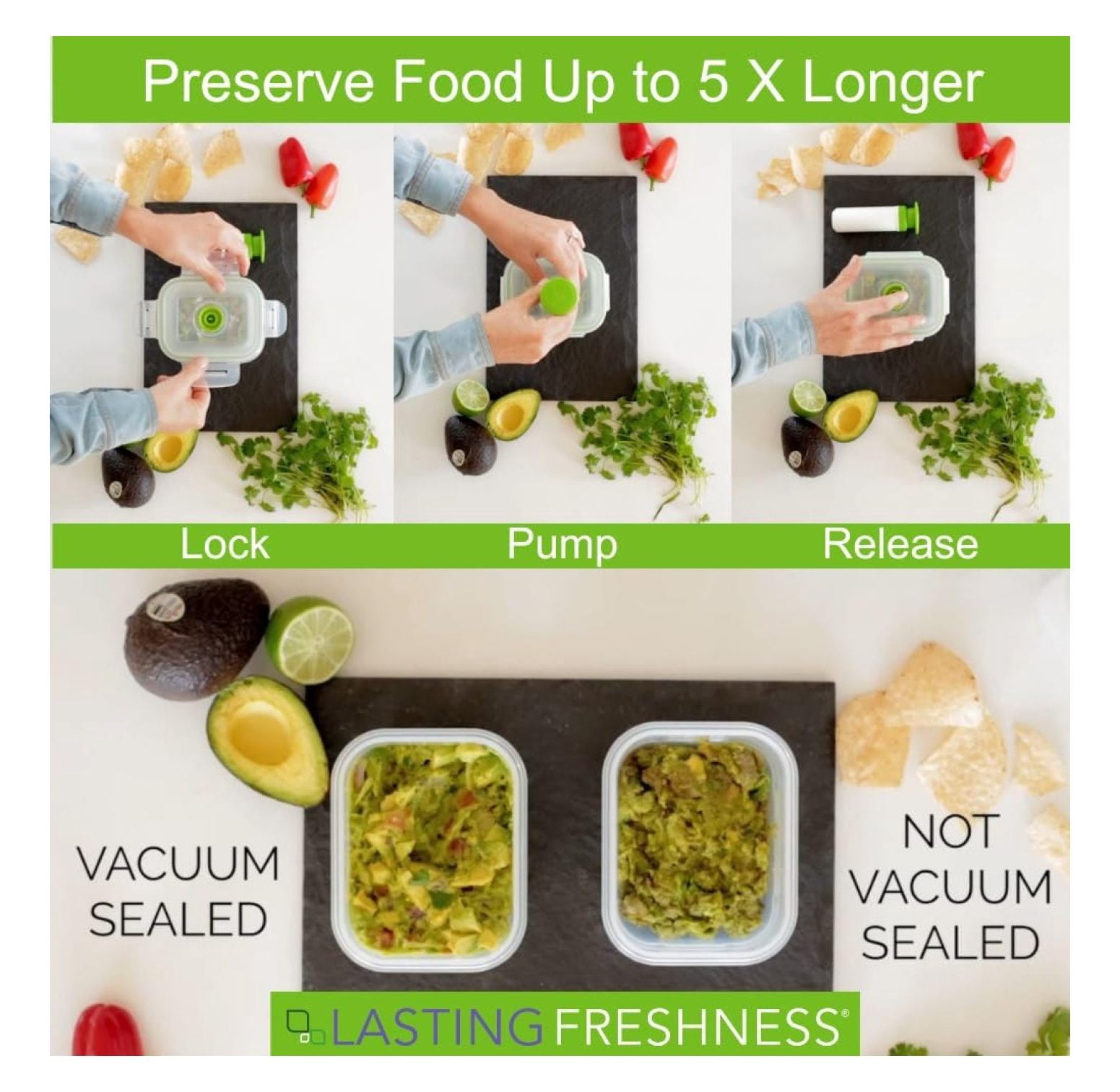 11 piece Vacuum Seal Food Storage Containers with Vacuum Pump, Airtight and Leak Proof, Vacuum Sealed Food Storage Containers, Meal Prep Containers, Keep Food Fresh up to 5 X Longer