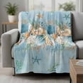 thumbnail image 2 of Beach Coastal Blue Blanket Soft Cozy Warm Throw Blanket for Couch, Plush Fuzzy Flannel Fleece Blankets for Sofa, Nautical Shell Starfish Coral Summer Bed Blankets Lightweight Gifts for Women, 30"x40", 2 of 9