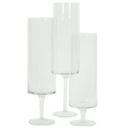 DIY Wedding Koyal Wholesale Pillar Candle Hurricane Pedestal Holders, Tall Glass Pedestal Candle Holders Centerpiece, Wedding Glass Stem Hurricanes Set of 3 (Clear, 3.7 x 11.8, 13.7, 15.7)