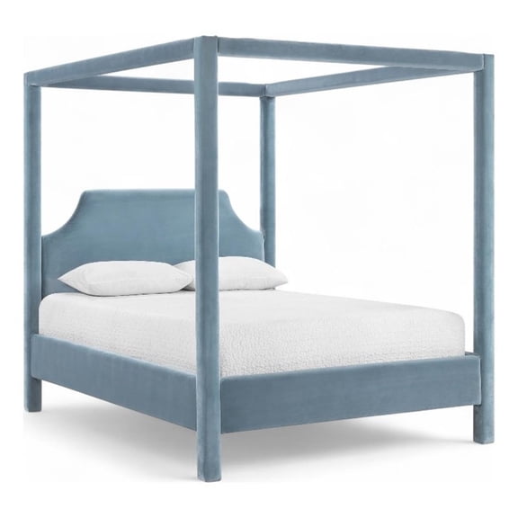 Meridian Furniture Dawson Light Blue Velvet Upholstered Queen Bed