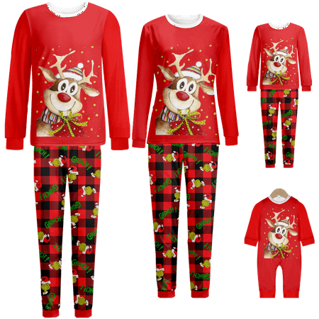 

Holiday Family Matching Christmas Pajamas Set Merry Christmas Printed Sizes Baby-Kids-Adult-Pet 2-Piece Top and Pants Bodysuits Sleepwear Pajamas Set