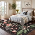 thumbnail image 3 of Garvee 5'x7' Modern Retro Floral Area Rug Washable Printed Carpet, Non Slip Low Pile Indoor Rug for Living Room Bedroom Dining Room, Purple Black, 3 of 10