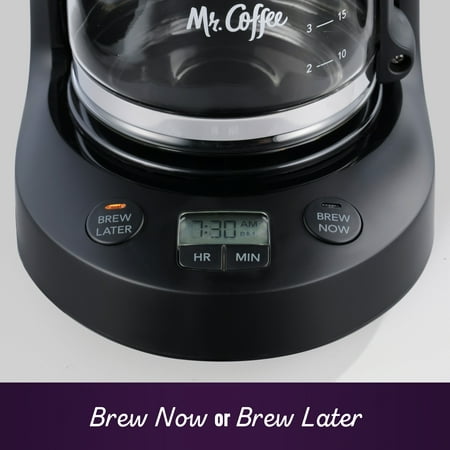 Mr. Coffee 5-Cup Programmable Coffee Maker, 25 oz. Mini Brew, Brew Now or Later, Black