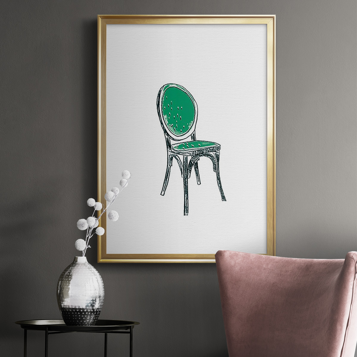 Take a Seat VIII Premium Framed Print, in Gold, Black, or Silver - Ready to Hang