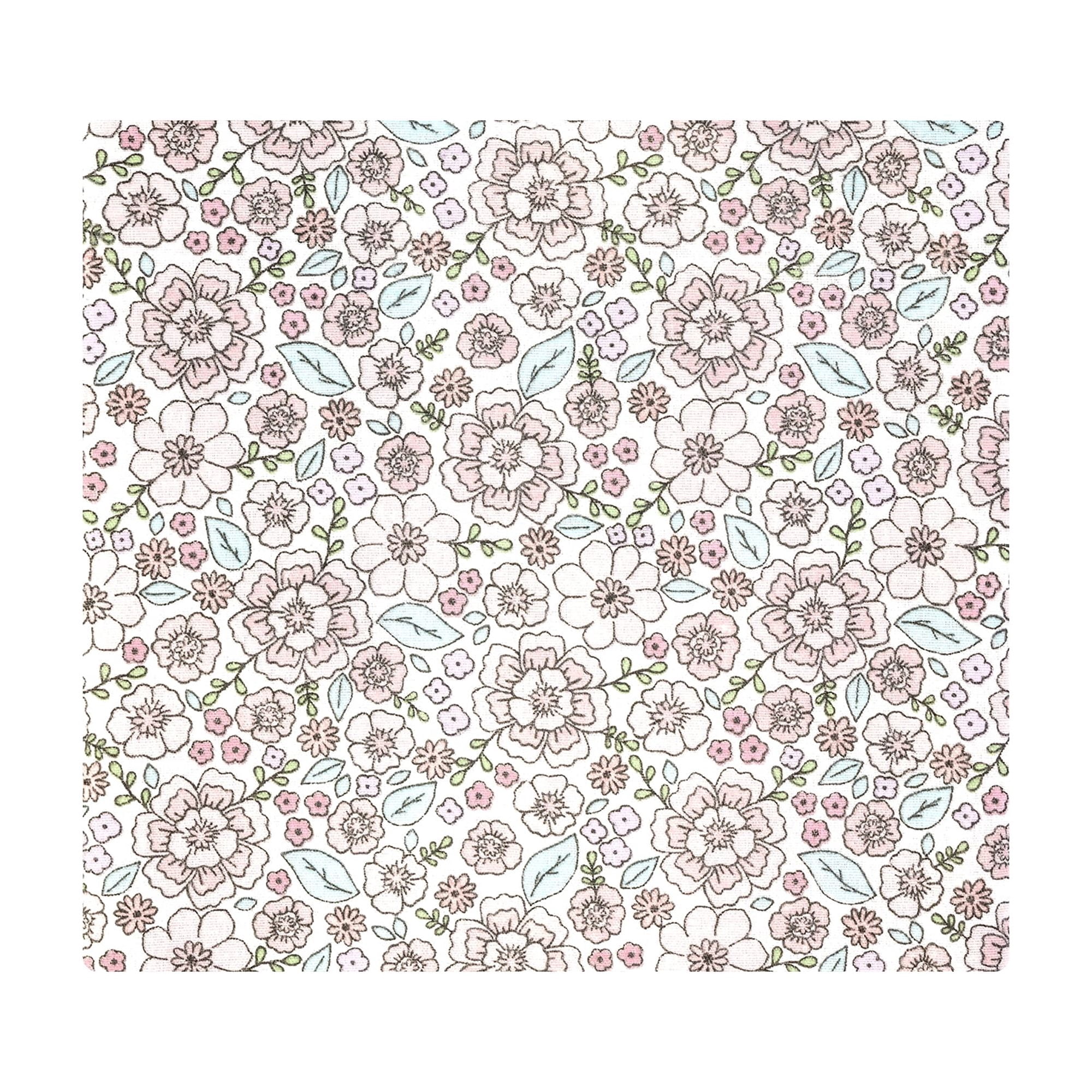 Hudson Baby Unisex Baby Cotton Poly Flannel Receiving Blankets Bundle, Outline Floral Soft Pink, One Size