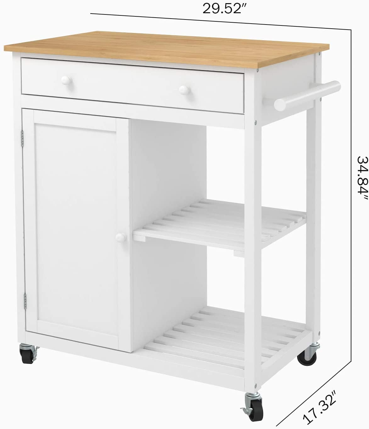 Mecor Kitchen Island Cart W Wood Top Rolling Utility Trolley On Wheels With Storage Drawer Shelves And Cabinet White Walmart Com Walmart Com