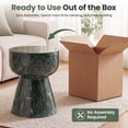 thumbnail image 5 of Dayalane Round Faux Stone Side Table, 15.5" Modern Green Hourglass End Table Indoor Outdoor, Green Marble Look Accent Drink Stool for Living Room Patio, Fully Assembled, 5 of 11