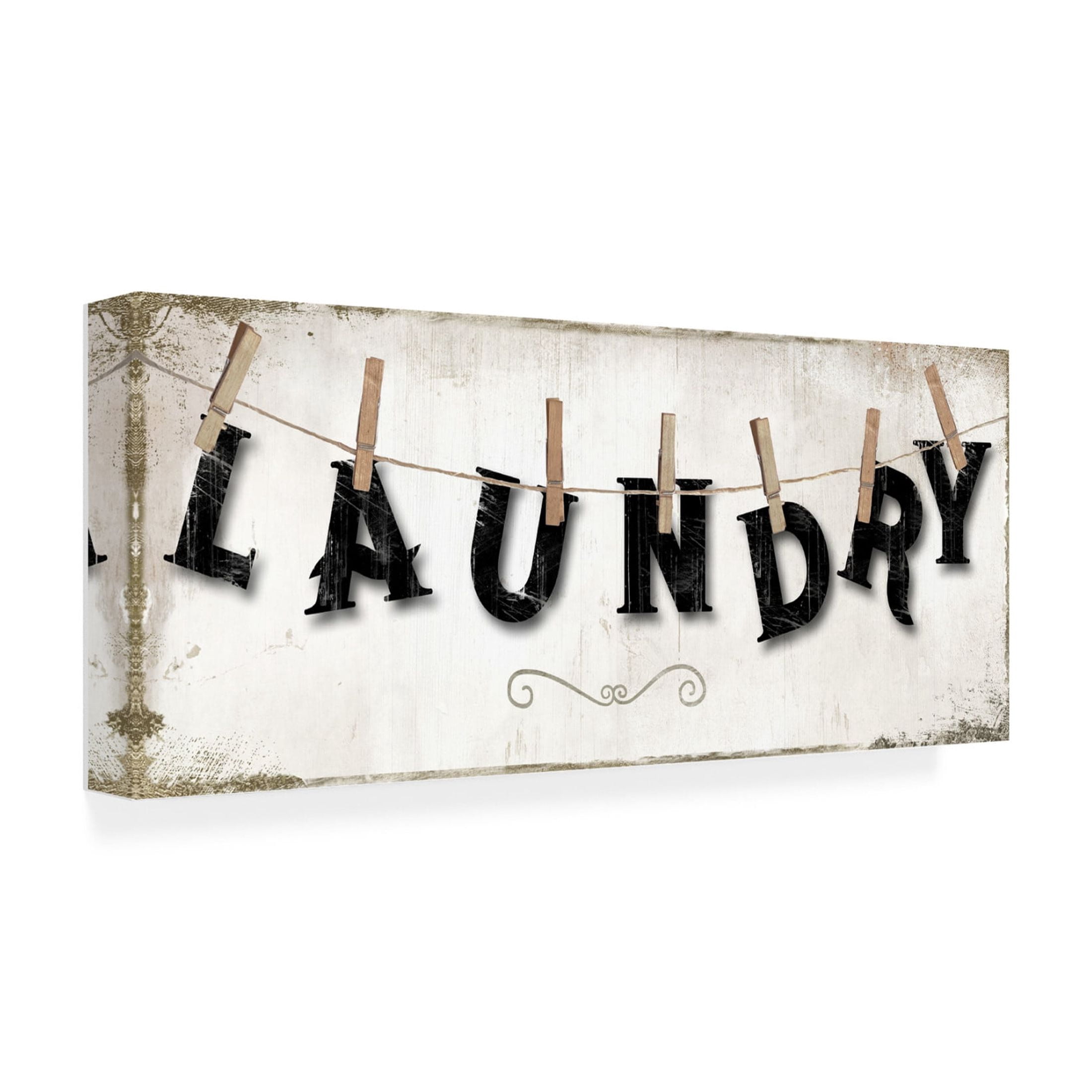 Canvas Wall Art - Sasha 'Laundry Sign' Wall Art for Living Room, Bedroom, or Office Décor by Trademark Fine Art - 32 x 14 Inches