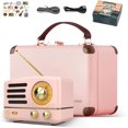 thumbnail image 1 of Muzen Altavoz Bluetooth portátil, OTR Metal Retro pequeño altavoz inalámbrico, radio FM con antena AUX, más de 10 horas de reproducción larga, audio estéreo de alta fidelidad con maleta, decoración de, 1 of 5