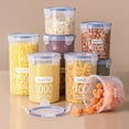 thumbnail image 2 of Food Storage Container with Airtight Bamboo Lid Set Of 6, Clear Glass Canister Food Jar with Sealing Lid Kitchen Pantry Storage Container for Sugar Flour Cereal Pasta Snack Coffee Beans, 2 of 5