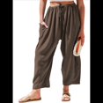 thumbnail image 2 of Pantalones Palazzo Harem Informales Holgados con Cordón para Mujer, para Verano, Playa, Viajes, Vacaciones, con Bolsillos. Café L, 2 of 6