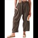 thumbnail image 2 of Pantalones Palazzo Harem Informales Holgados con Cordón para Mujer, para Verano, Playa, Viajes, Vacaciones, con Bolsillos. Café M, 2 of 6