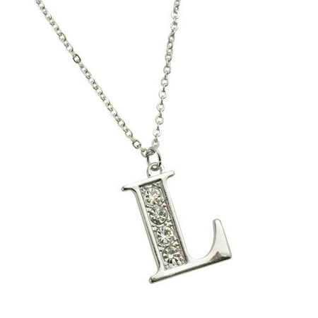 Imitation Rhodium "K" Initial Necklace, 16"