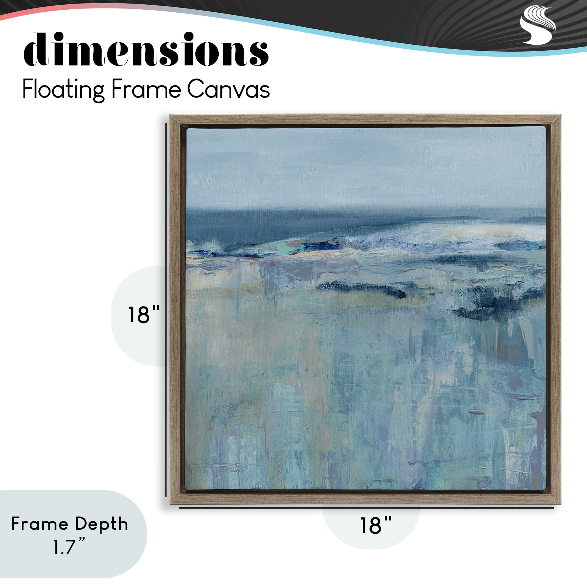 Stupell Industries Serene Abstract Pastel Seascape Brown Framed Floater Canvas Wall Art, design by Carol Robinson