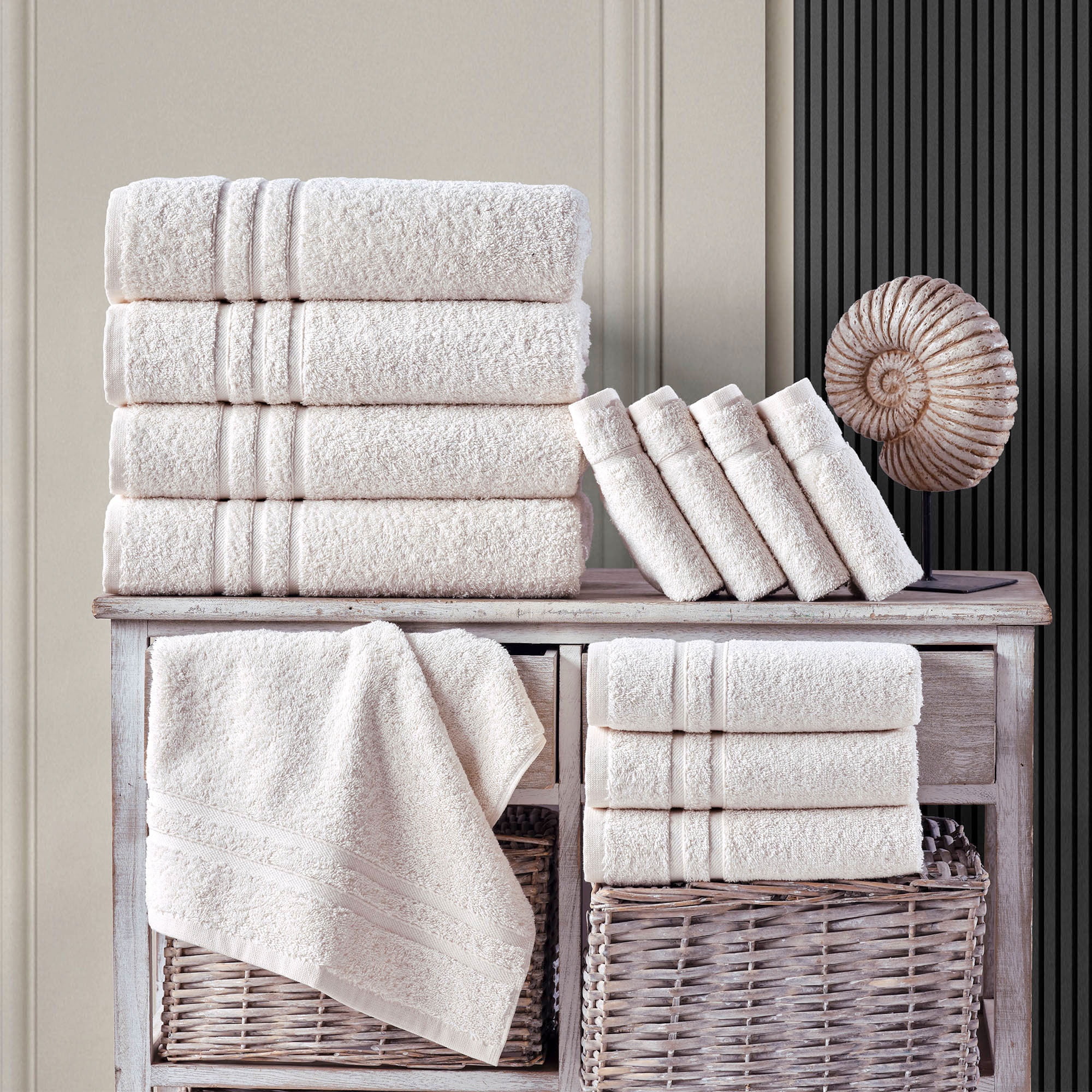 Jumbo Large Bath Sheets Towels 2 Pack Soft and Absorbent, 100% Cotton Towels (Sea Salt, Bath Sheet)
