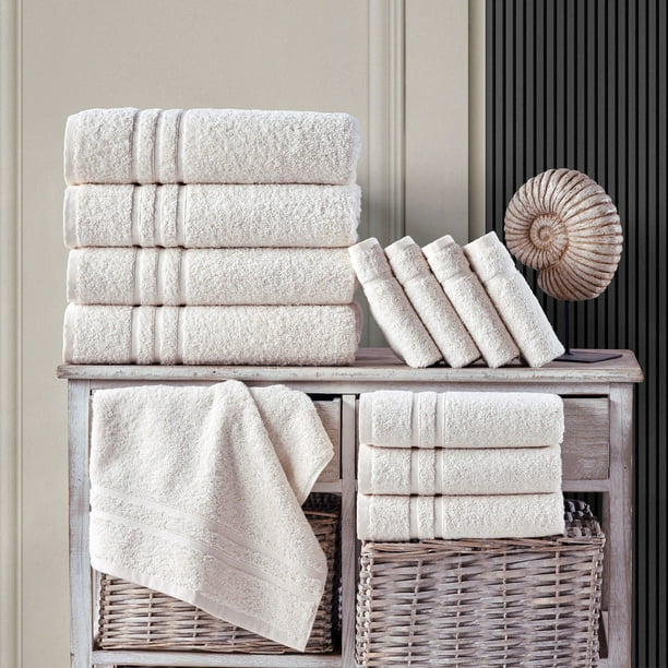 Hawmam Linen Sea Salt Bath Towel Set 100 Turkish Cotton Quick Dry Plush Soft Absorbent Towel Set 8 Pack 600 GSM Large Low Lint Luxury Hotel Quality 27 x 54 for