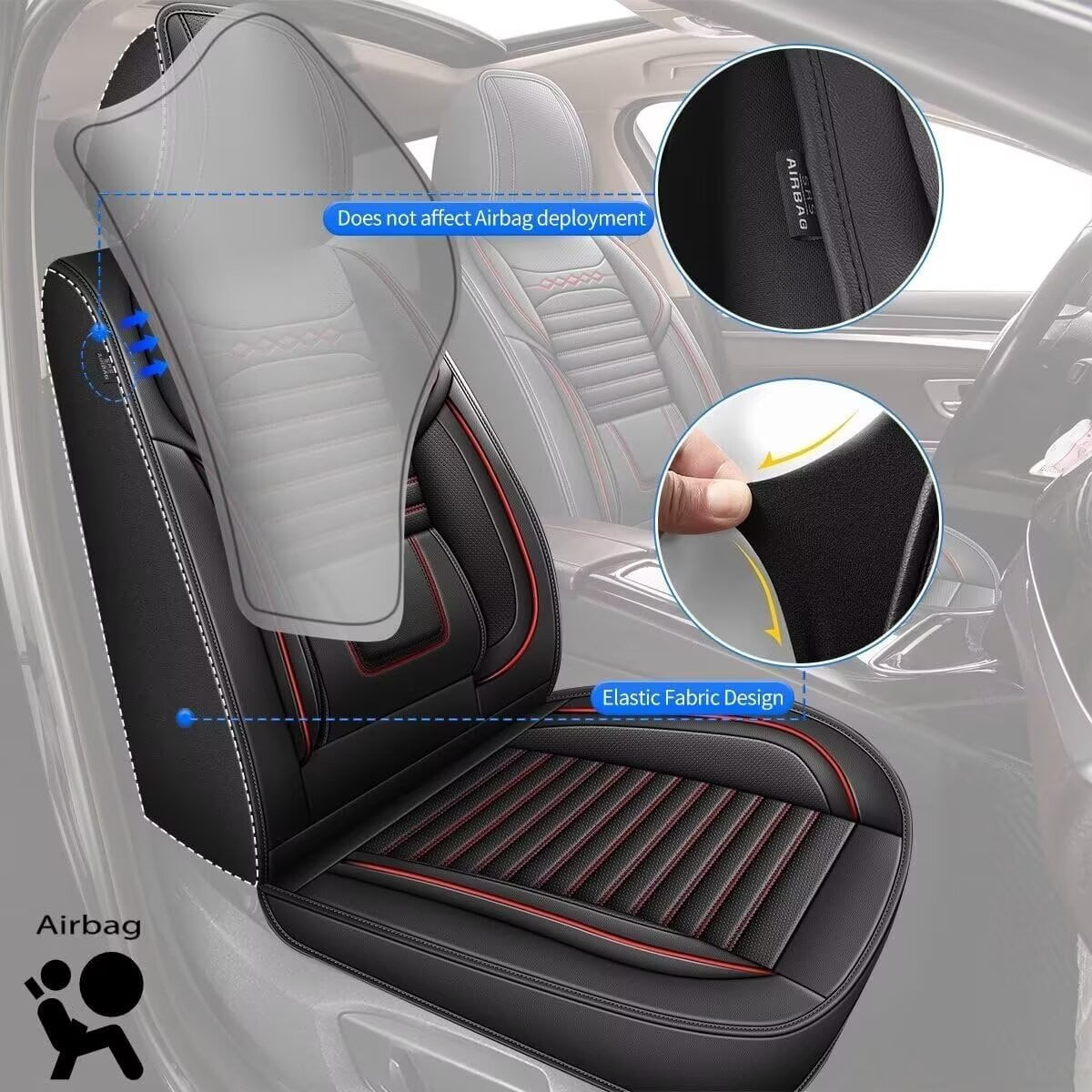 DIKSOAKR 2 Front Car Seat Covers for Toyota Camry 2012-2024 2025 Faux Leather Seat Covers Breathble Waterproof Automotive Seat Cushion (2 Seat, Redline)