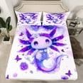 thumbnail image 2 of Manfei Cute Cartoon Axolotl Twin Sheet Sets for Teens, Purple Dreamy Butterfly Twin Fitted Sheet, Kawaii Animal Flat Sheet, Super Cozy Room Decor, 3 Pieces, 2 of 7