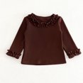 thumbnail image 6 of Girls Ruffle Neck Long Sleeve Shirts, Kids Soft Slim‑Fit Pullover Top, Solid Color Ruffle Cuffs Casual Blouse, 6 of 9