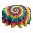 thumbnail image 4 of Colorful Rainbow Tie Dye Spiral Pattern Round Tablecloth 60"x60",Wrinkle Wipeable Table Cloth for Kitchen Dining Room Picnic Patio Party, 4 of 6