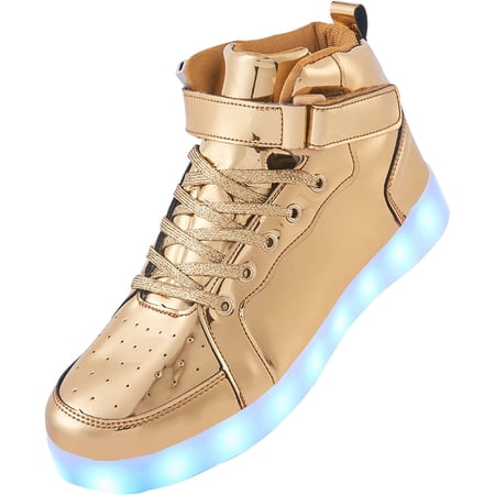 YAZI  Led Light Up Shoes for Kids High Top Sneakers for Boys Girls Hip-Hop Dancing Shoes for Halloween Christmas Party with USB Charging