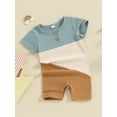 thumbnail image 4 of Caoirhny Baby Girls Boys Romper Contrast Color Buttons Short Sleeve Crew Neck Jumpsuits Summer Casual Clothes Infant Bodysuits, 4 of 10
