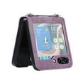 thumbnail image 4 of SaniMore for Samsung Galaxy Z Flip 5 6.7" 2023 Case, Detachable Crossbody Lanyard, PU Leather Card Holder, Shockproof Stylish Anti-fall Folding Cover for Z Flip 5, Purple, 4 of 10