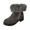 thumbnail image 2 of POROPL Boots for Women Ankle Fashion Winter Fleece Furry Shoes,Boots Size 4.5, 2 of 8